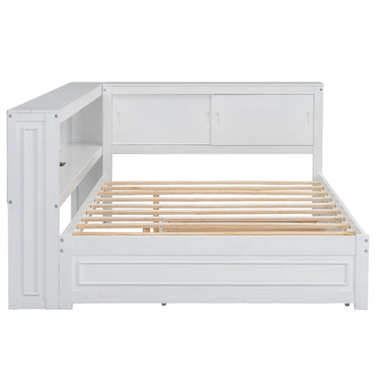 White wooden daybed with storage shelves and slatted bed base on Tampa Home & Garden Store