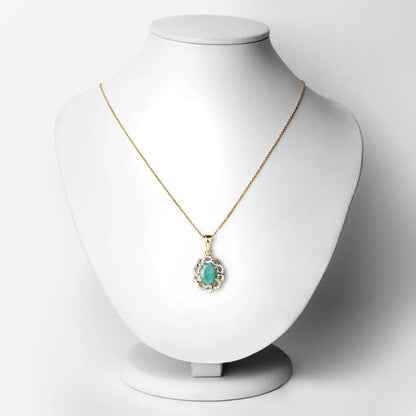 2.78ct emerald pendant with white topaz halo on a gold-tone chain in sterling silver on Tampa Home & Garden Store