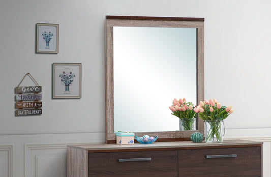 Magnolia Mirror Gray Brown by HouseOfZazla, wood-framed mirror with gray/brown finish on Tampa Home & Garden Store