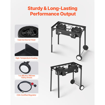 Two Burner Outdoor Propane Gas Stove for a Patio