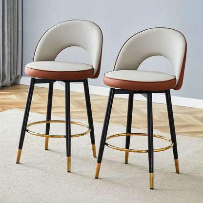Upholstered Rotatable Bar Chair with Metal Legs