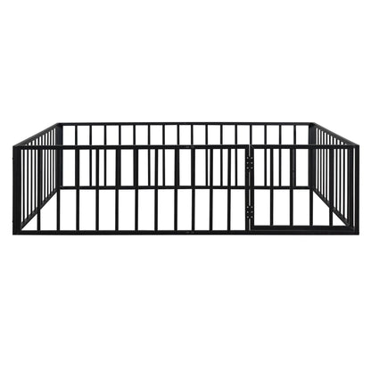 Black metal floor bed frame with fence and door, sturdy steel construction on Tampa Home & Garden Store