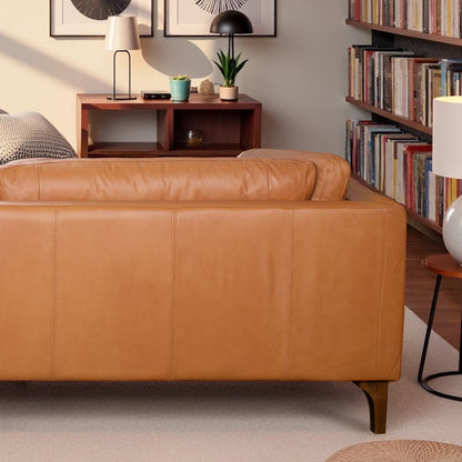 Bellrose Mid Century Modern Genuine Leather Sofa