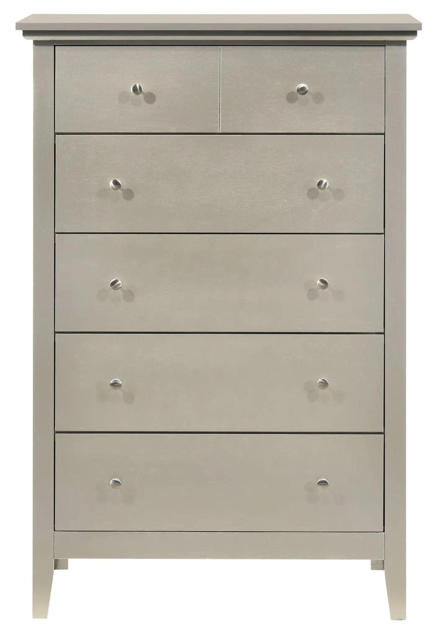 Hammond Chest, Unique Piece Furniture gray accent chest with small top drawers and metal knobs on Tampa Home & Garden Store