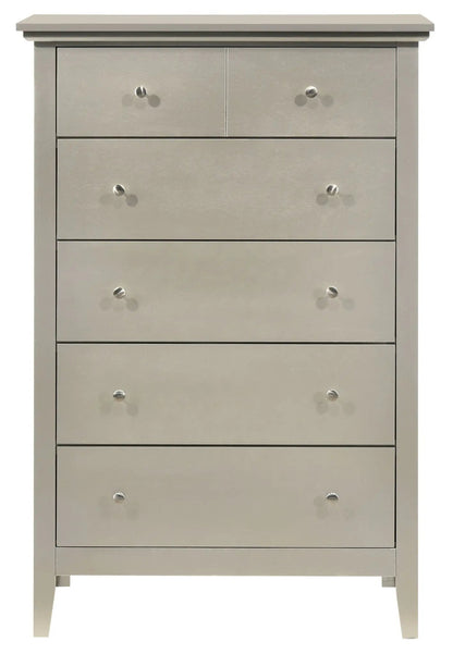 Hammond Chest, Unique Piece Furniture gray accent chest with small top drawers and metal knobs on Tampa Home & Garden Store