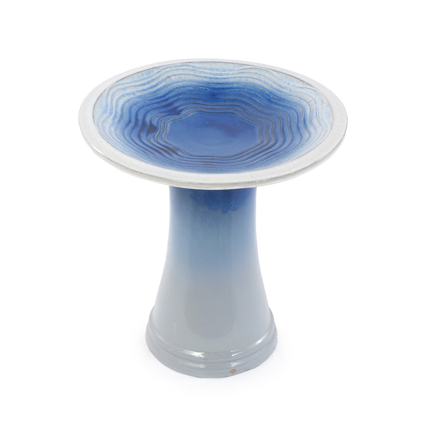 Handmade glazed ceramic bird bath saucer in blue glaze by HouseOfZazla for garden pots on Tampa Home & Garden Store