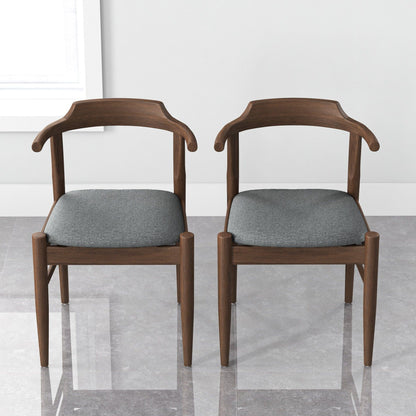 Mid-Century Modern dining chair set of 2 in solid wood with dark gray cushions HouseOfZazla on Tampa Home & Garden Store