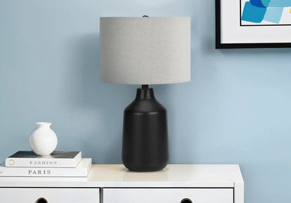 Concrete Table Lamp with Fabric Drum Shade