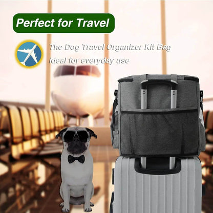 Grey dog travel bag set with soft carrier and 2 food containers 2 collapsible bowls Max & Rex on Tampa Home & Garden Store