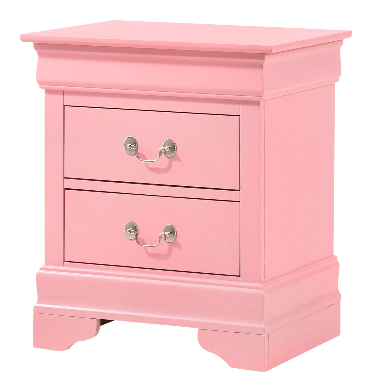 Pink traditional style accent nightstand with silver drawer pulls by HouseOfZazla on Tampa Home & Garden Store