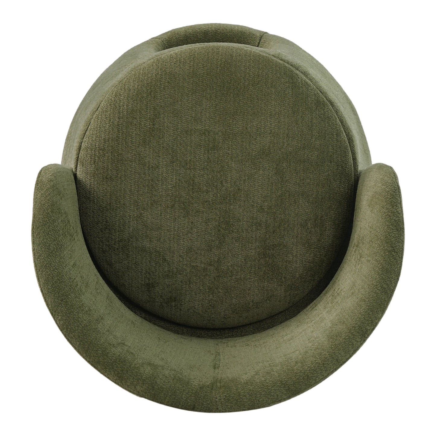 Green pet friendly chair with olive textured upholstery, rounded back and padded arms on Tampa Home & Garden Store