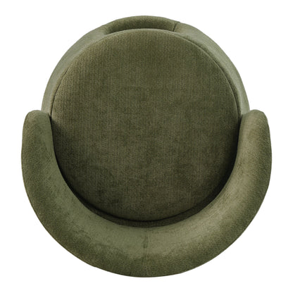 Green pet friendly chair with olive textured upholstery, rounded back and padded arms on Tampa Home & Garden Store