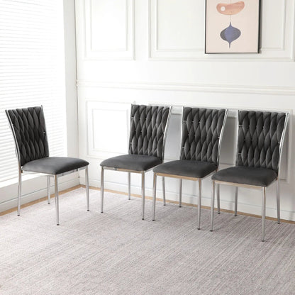 Modern dining chair set of five with black tufted upholstery and chrome legs on Tampa Home & Garden Store