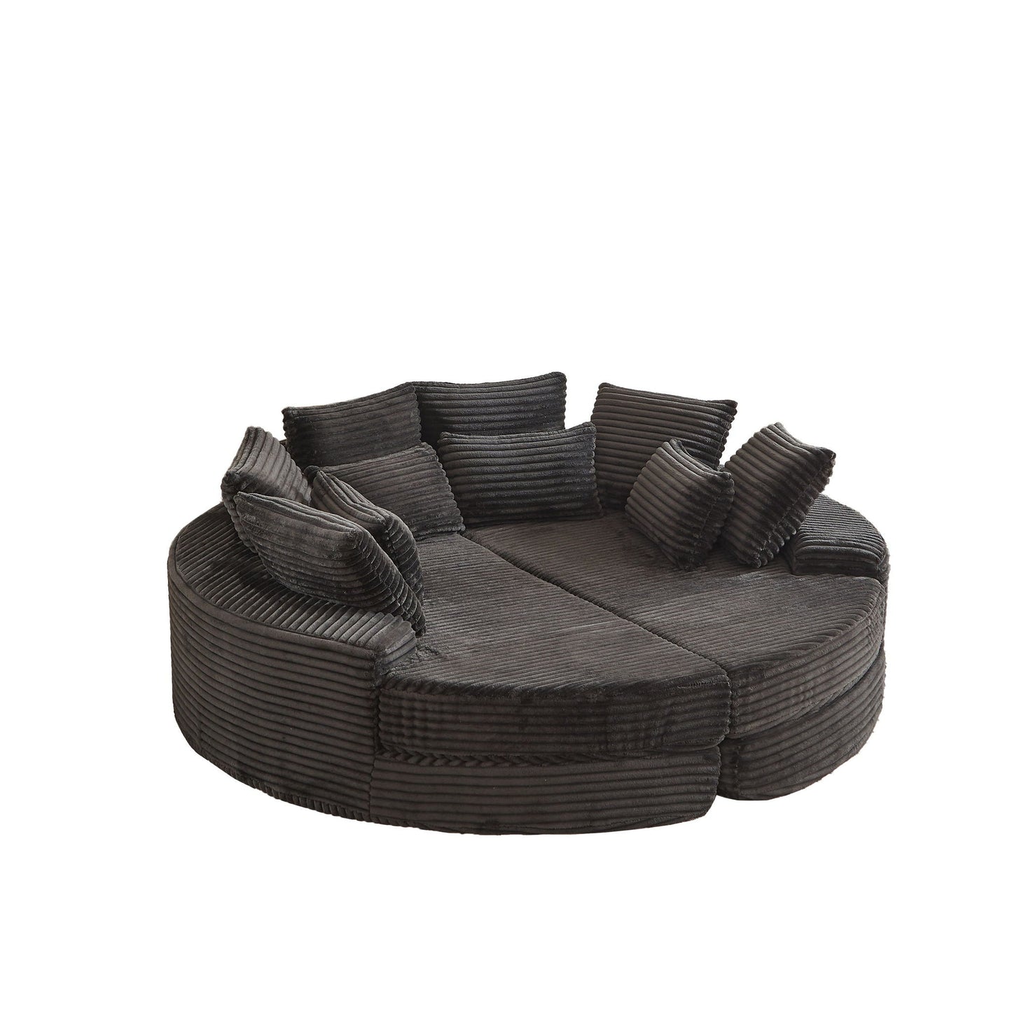 Round Oversized Sofa Bed with Throw Pillows