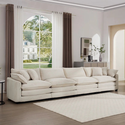 Modern Upholstered 4 Seater Sofa With Pillows