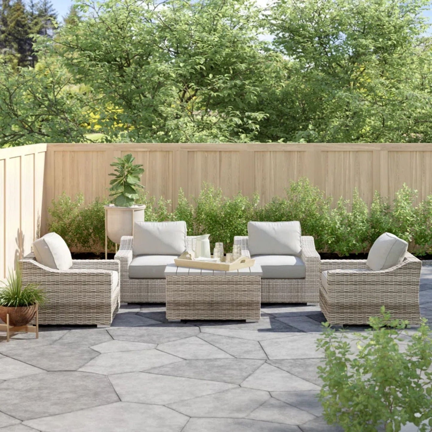 Durable Aluminum Wicker Sofa and Cushions