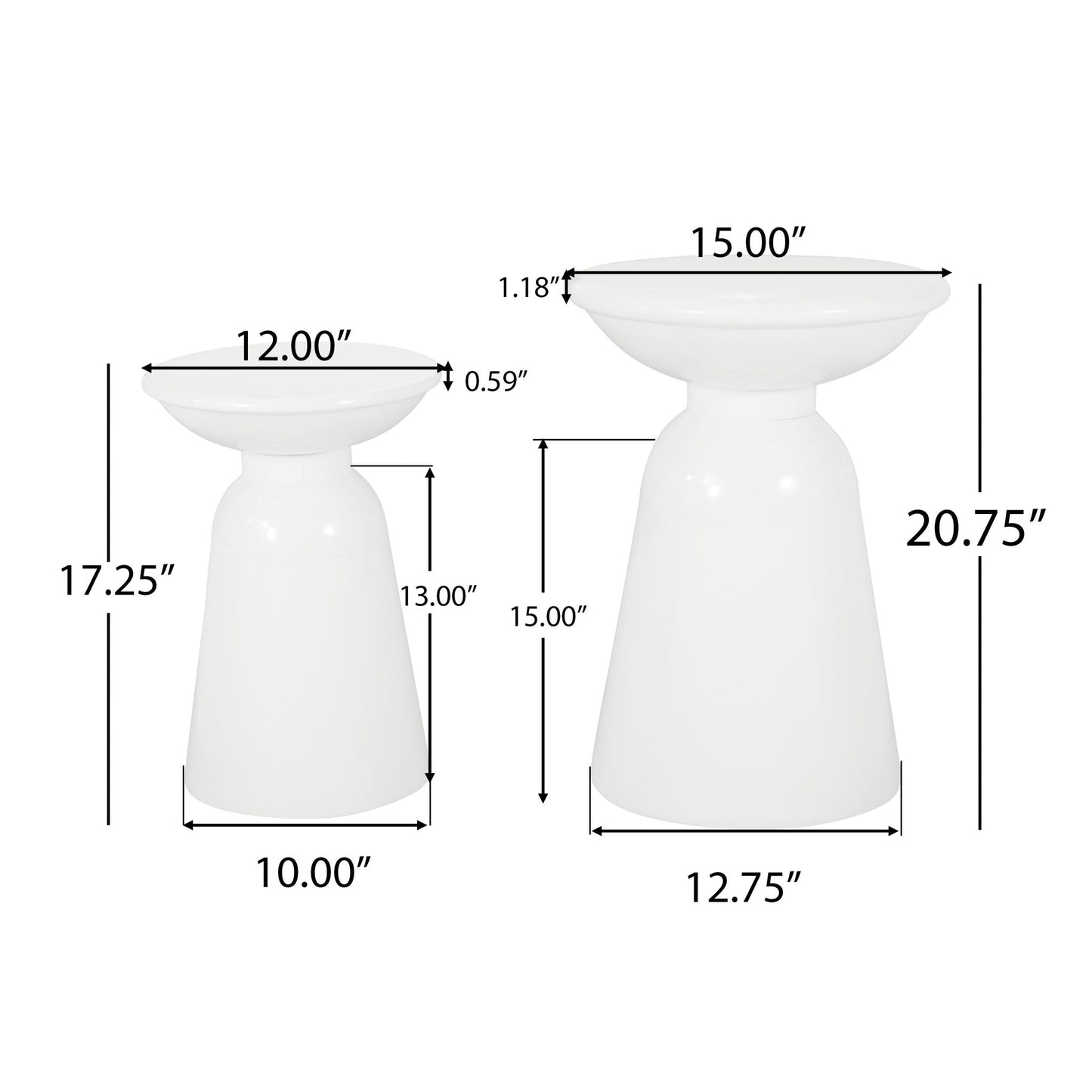 Serenita outdoor side tables with flared design, white finish, set of 2 by HouseOfZazla on Tampa Home & Garden Store