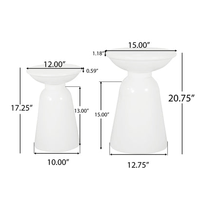 Serenita outdoor side tables with flared design, white finish, set of 2 by HouseOfZazla on Tampa Home & Garden Store