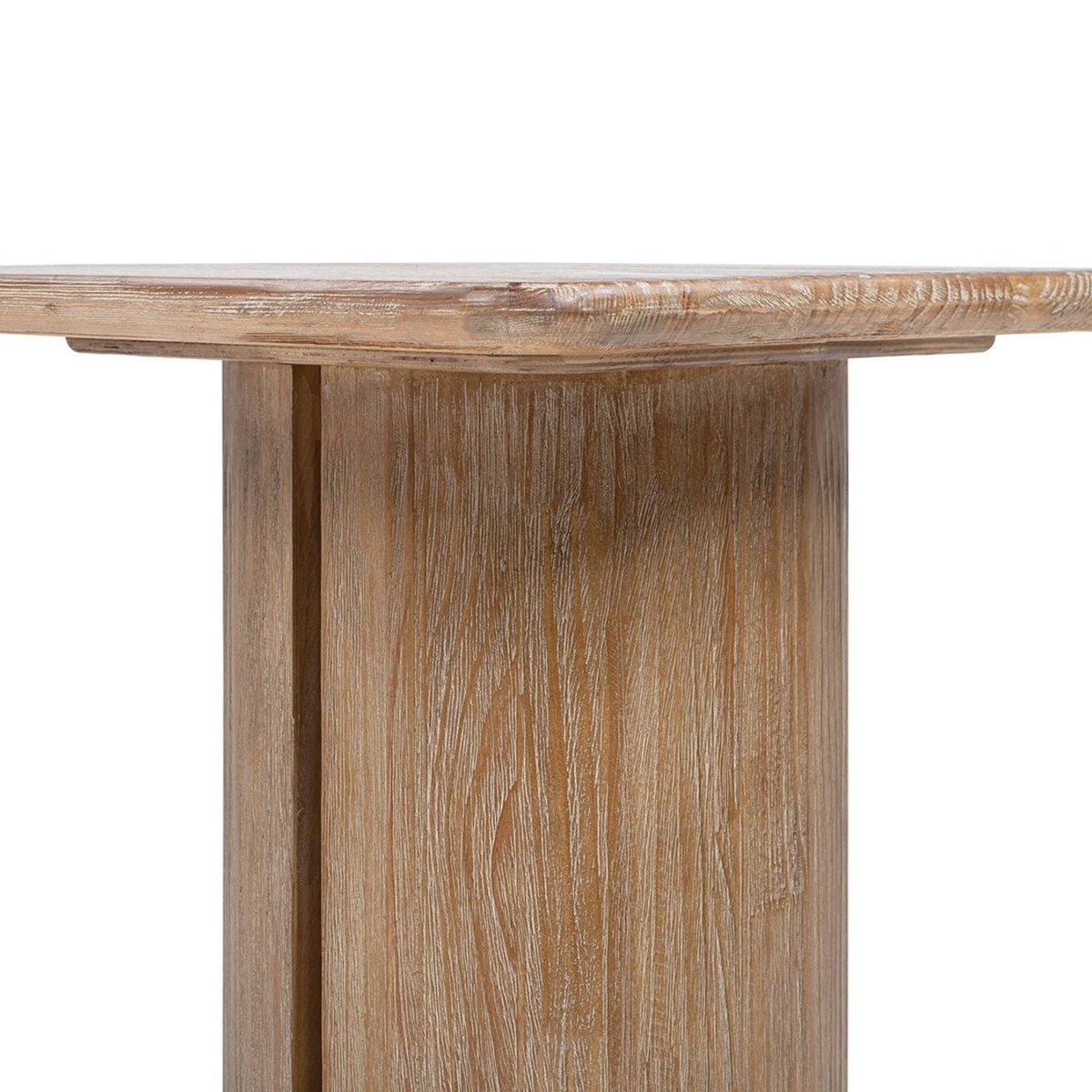 Antique brown pedestal side table with sculptural base, wood grain finish HouseOfZazla on Tampa Home & Garden Store