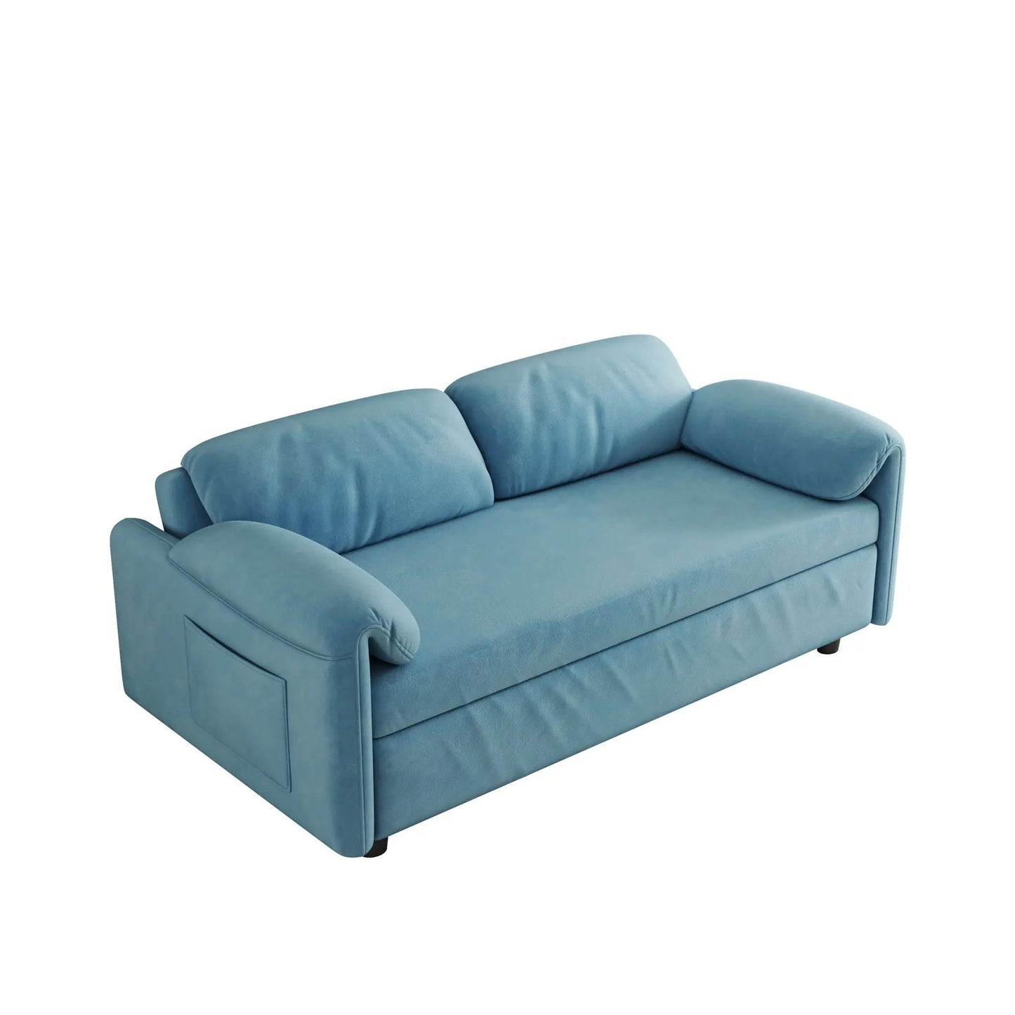 Sofa Dual-Purpose Lounge with retractable queen bed in blue microfiber fabric on Tampa Home & Garden Store