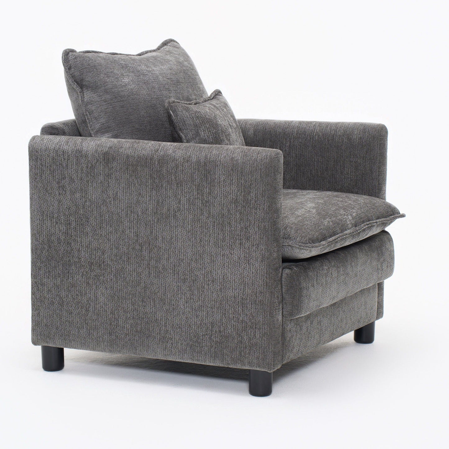 Modern Reading Armchair in gray textured fabric with dark legs HouseOfZazla armchairs on Tampa Home & Garden Store