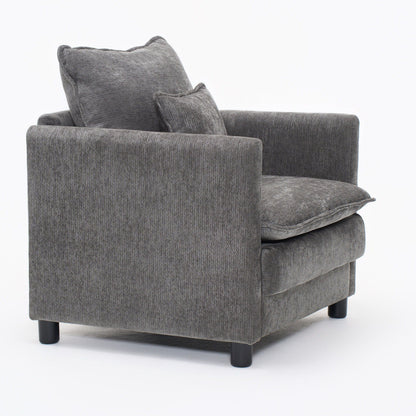 Modern Reading Armchair in gray textured fabric with dark legs HouseOfZazla armchairs on Tampa Home & Garden Store