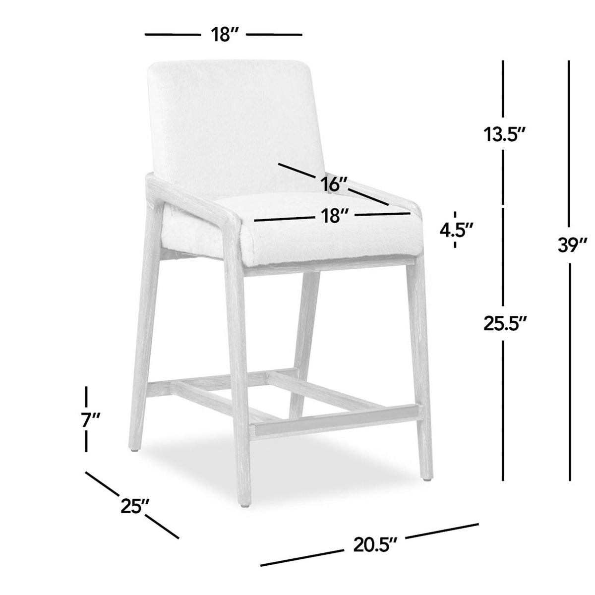 Solid Ash Upholstered Counter Height Stool with Rope Detail - Creme De La Creme White on Tampa Home & Garden Store
