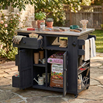 Extendable Outdoor Kitchen Island and Cart