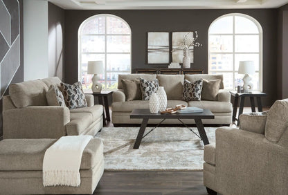 Stonemeade 3pc living room set beige upholstery with pillows and coffee table on Tampa Home & Garden Store