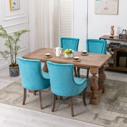 Ultra Side Dining Chair set of 2 by HouseOfZazla in teal blue velvet with nailhead trim on Tampa Home & Garden Store