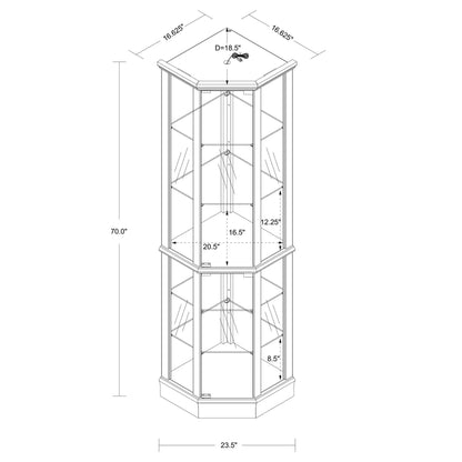 Corner curio cabinet with 6 adjustable glass shelves and mirror back by Unique Piece Furniture on Tampa Home & Garden Store