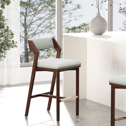 Bar Height Barstool with Backrest by HouseOfZazla, pearl silver upholstered seat on Tampa Home & Garden Store