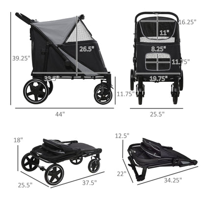PawHut foldable pet stroller for medium to large dogs and cats by HouseOfZazla black canopy on Tampa Home & Garden Store