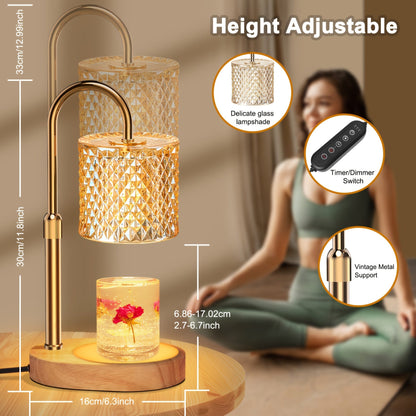Candle Warmer Lamp with Timer – Dimmable Height Adjustable Wax Melter for Jar