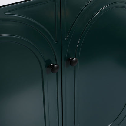 Freestanding bathroom vanity by HouseOfZazla with soft-close doors, deep green, black hardware on Tampa Home & Garden Store