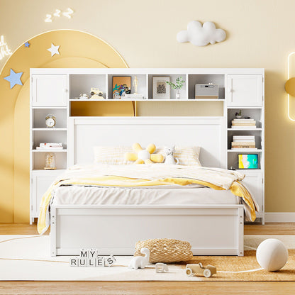 Twin Bed With Cabinet Shelf and Power Sockets