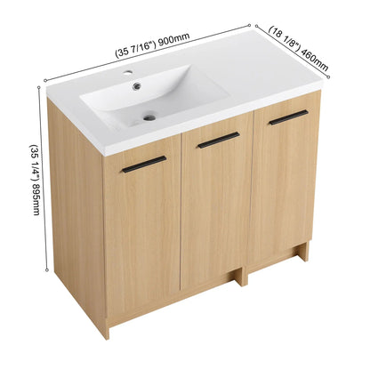 Wall Mounted Floating Vanity with Sink, 3 Doors