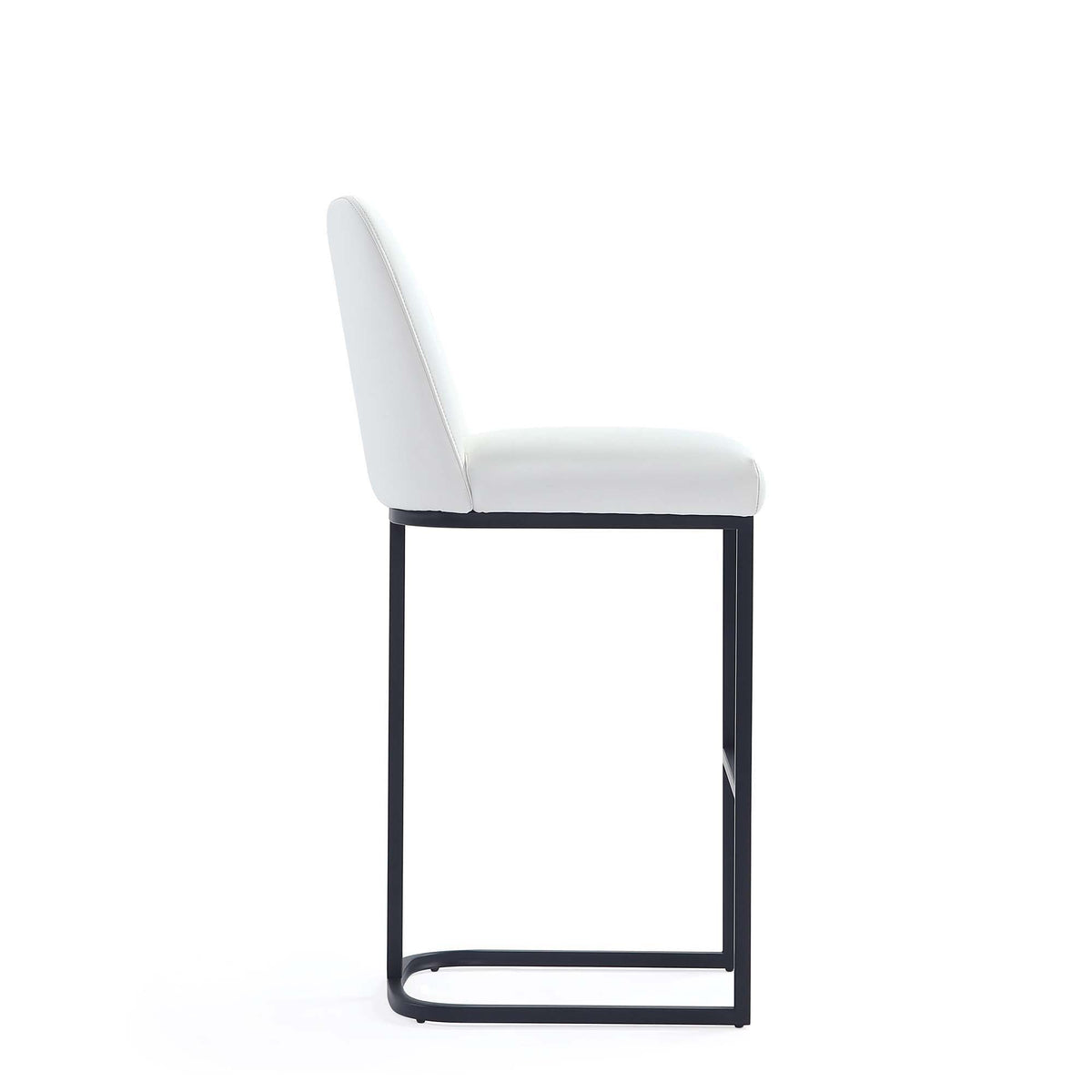 Serena Barstool white faux leather seat, bar-height 28-30in, HouseOfZazla black metal frame on Tampa Home & Garden Store