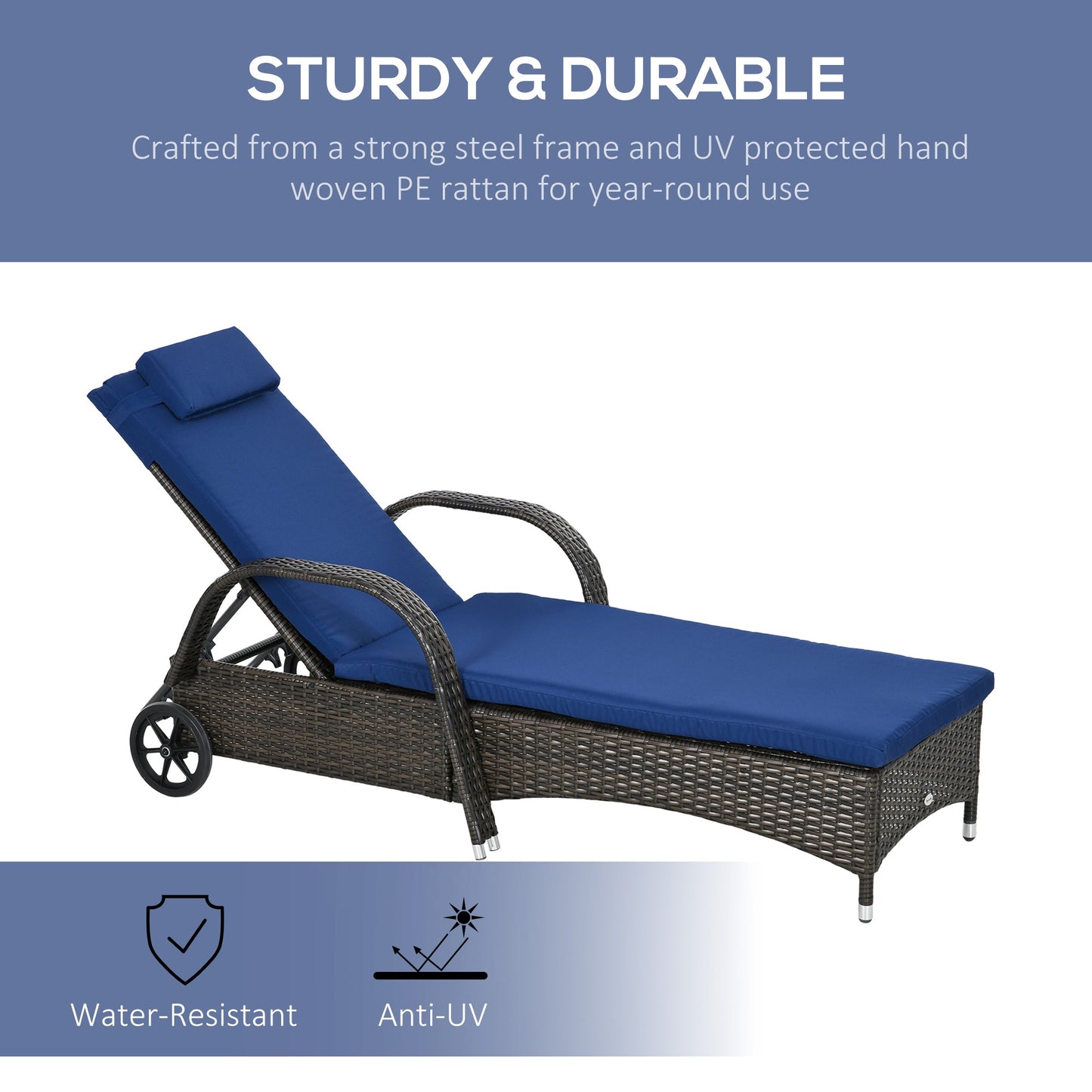 Outsunny Handwoven Rattan Outdoor Chaise Lounge