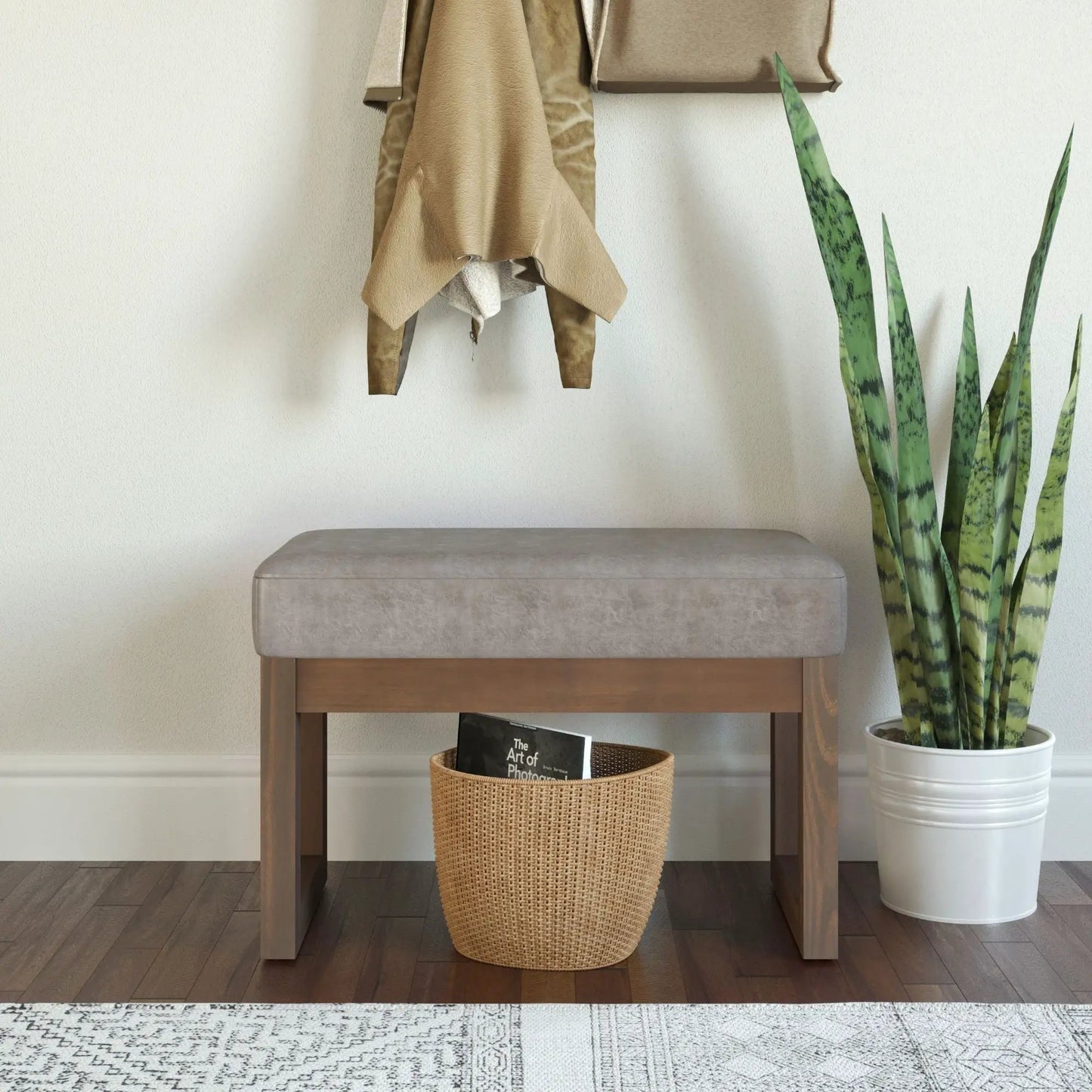 Milltown Upholstered Ottoman Bench With Driftwood
