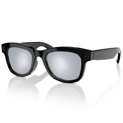 Smart glasses M01Pro black frame with built-in camera and mirrored lenses on Tampa Home & Garden Store