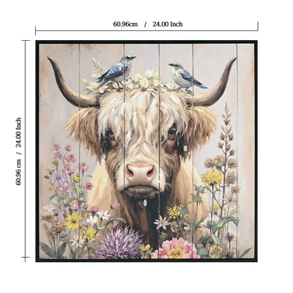 Highland Cow Canvas Wall Art Camel Brown