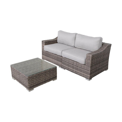 Outdoor Wicker Set With Glass Table And Cushions