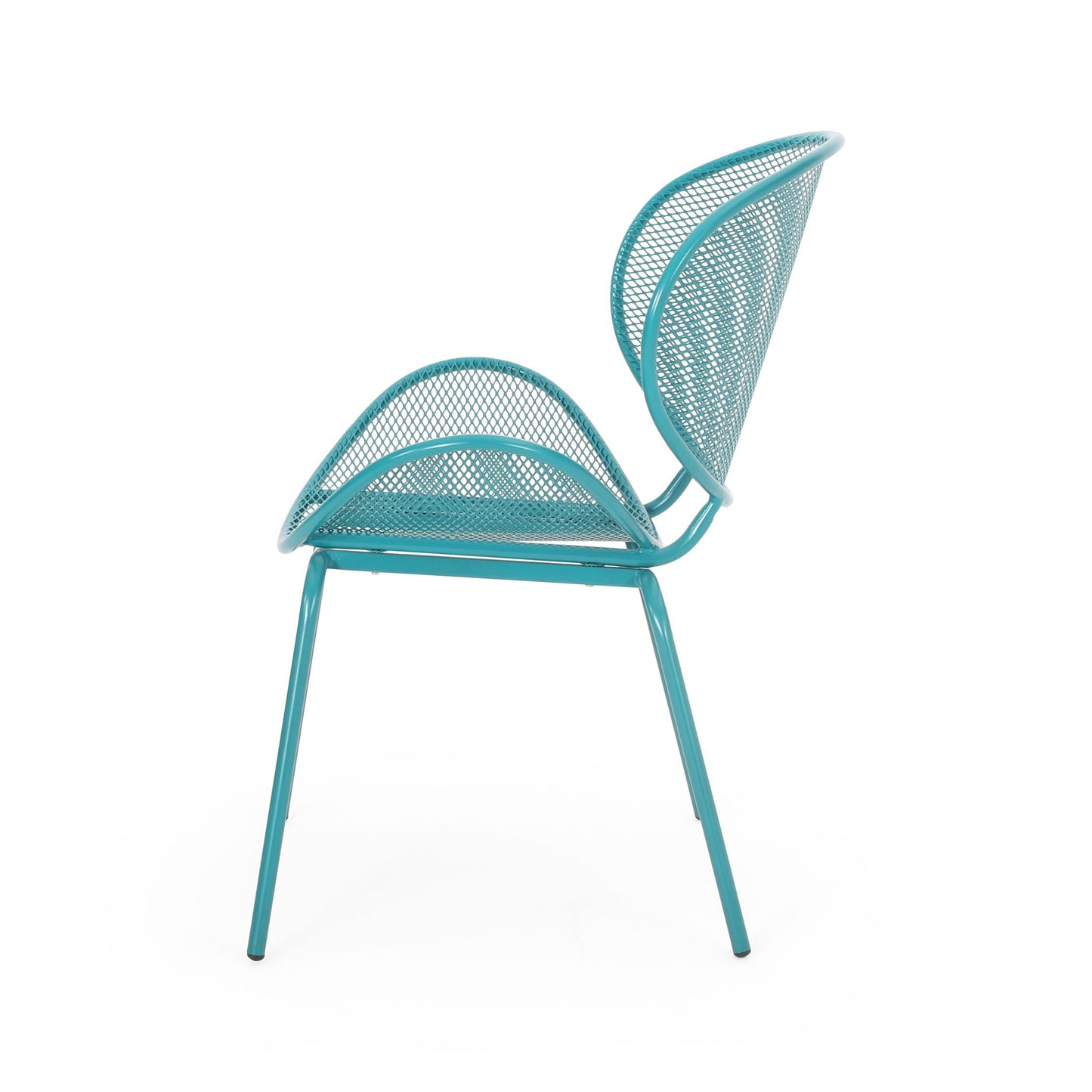 Elba Contemporary Chair Set armless outdoor chairs in teal metal mesh by HouseOfZazla, 2-pack on Tampa Home & Garden Store