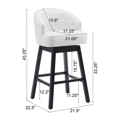 360 Degree Rotation Swivel Counter Stool Set 2, white upholstery, black legs HouseOfZazla on Tampa Home & Garden Store