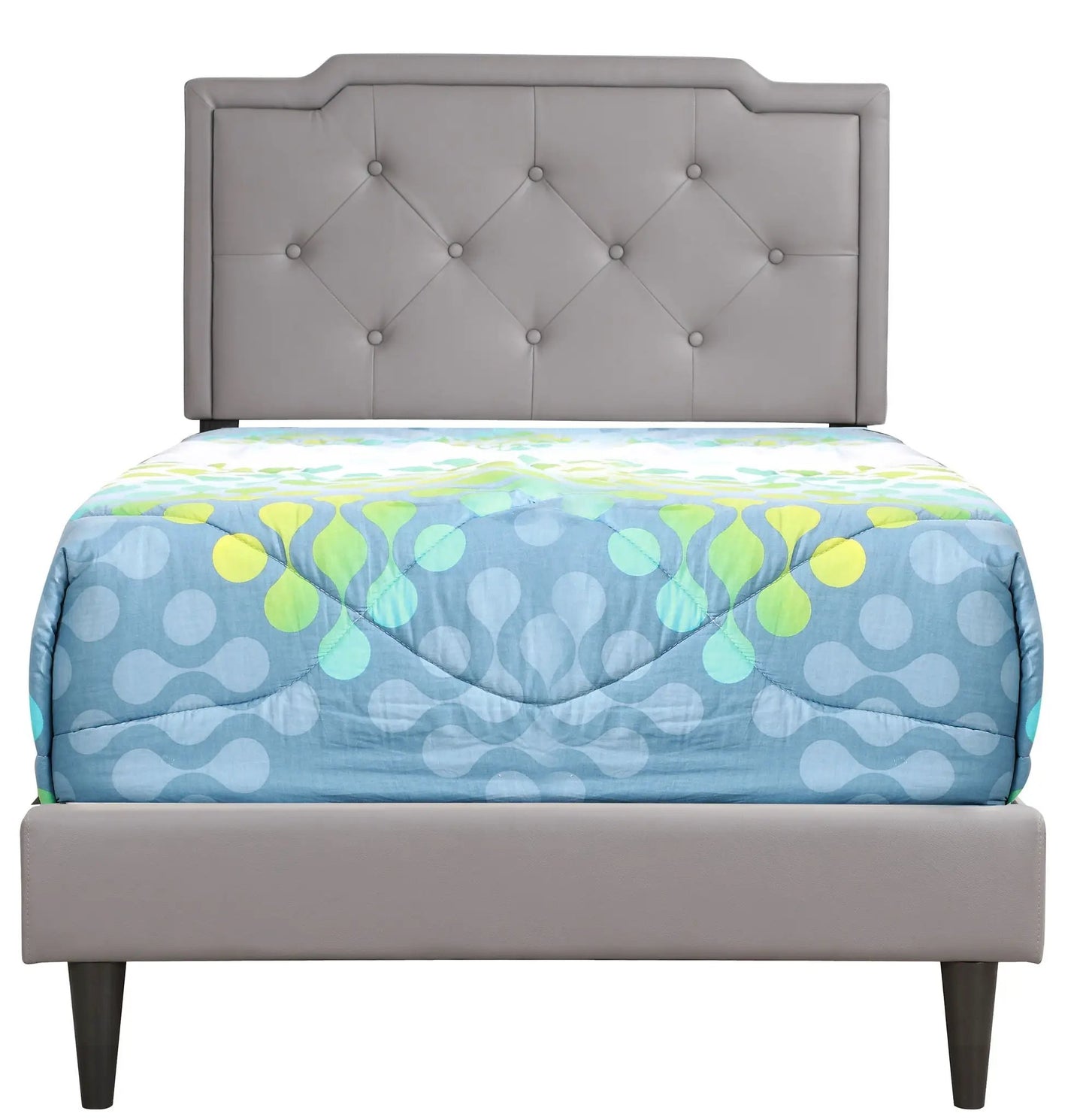 Gray tufted bed headboard with diamond buttons, Unique Piece Furniture bed on Tampa Home & Garden Store