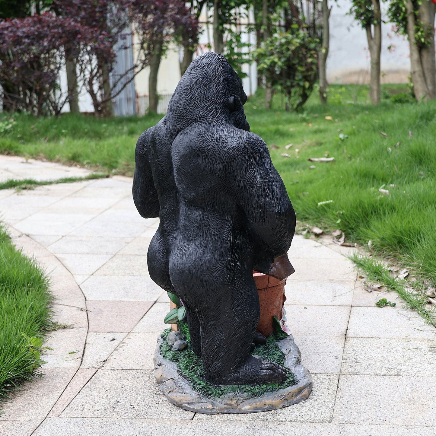 Outdoor Garden Sculpture Chimpanzee Flower Pot Planter by HouseOfZazla black gorilla statue on Tampa Home & Garden Store