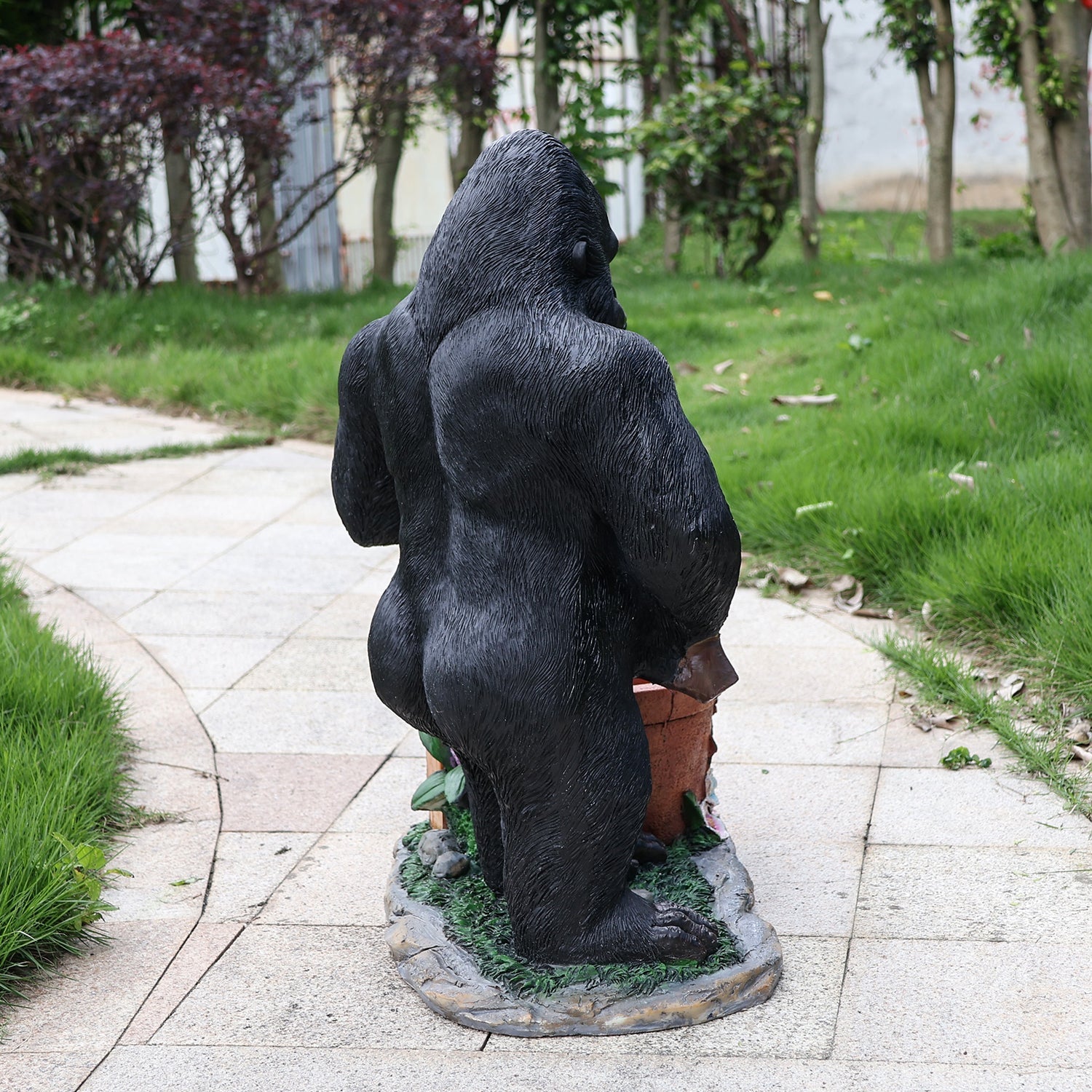 Outdoor Garden Sculpture Chimpanzee Flower Pot Planter by HouseOfZazla black gorilla statue on Tampa Home & Garden Store