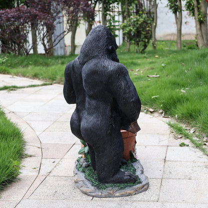 Outdoor Garden Sculpture Chimpanzee Flower Pot Planter by HouseOfZazla black gorilla statue on Tampa Home & Garden Store
