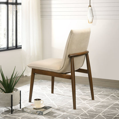 Monza contemporary dining chair with solid wood frame in beige upholstery on Tampa Home & Garden Store